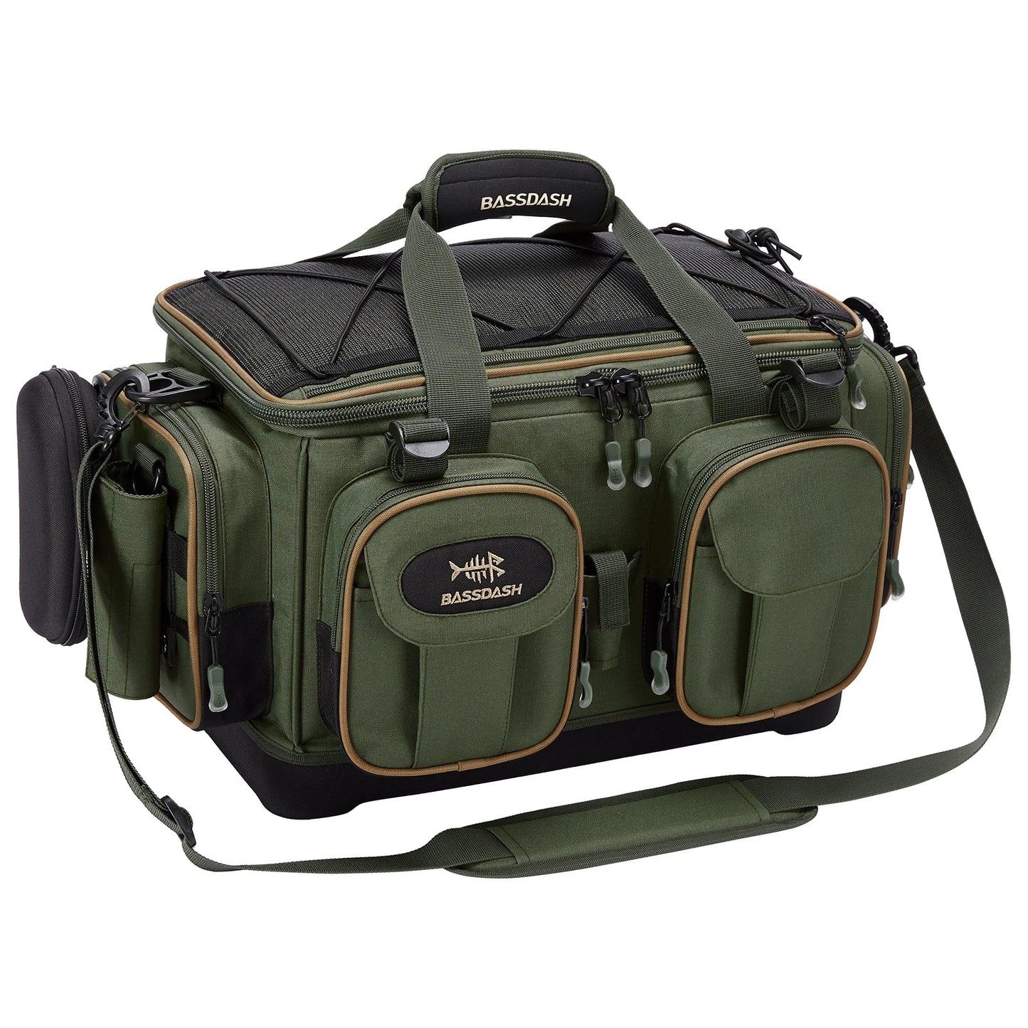 Fishing Tackle Shoulder Bag with Rain Cover Army Green