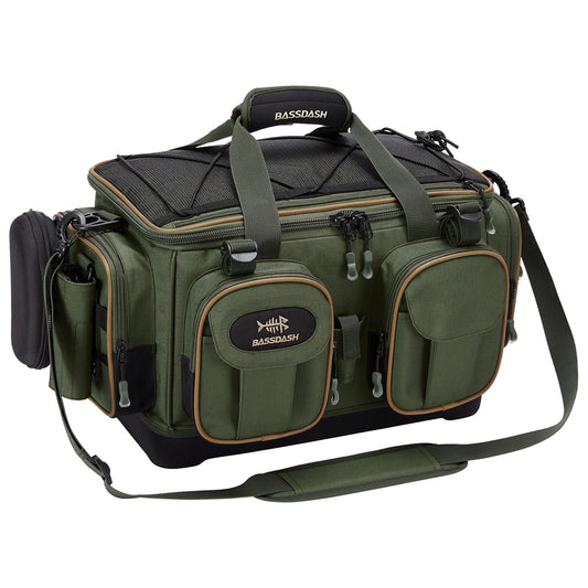 Fishing Tackle Shoulder Bag with Rain Cover Army Green