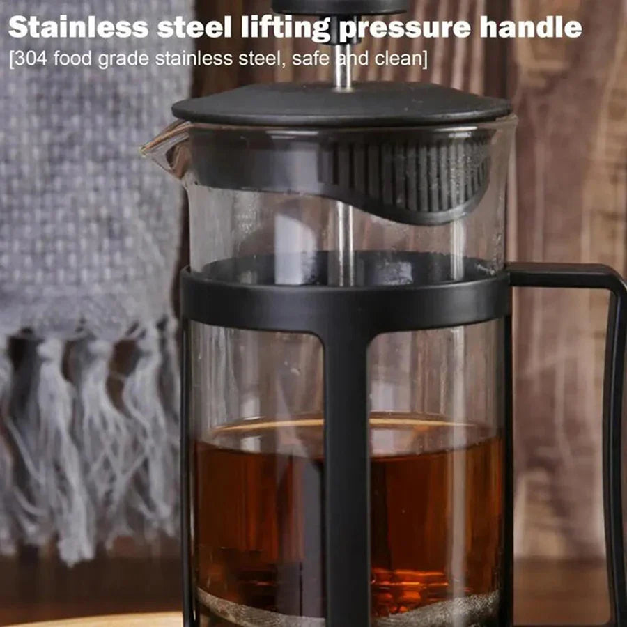 600ML Stainless Steel Coffee & Tea Brewer with Built in Filter & Handle Black