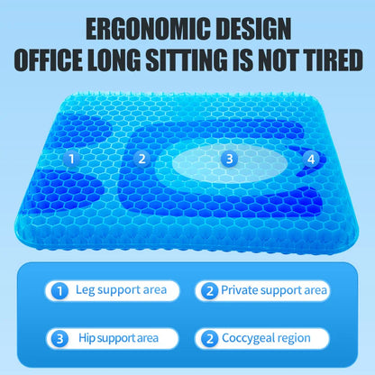 3D Honeycomb Gel Seat Cushion Breathable Cooling Pad Blue