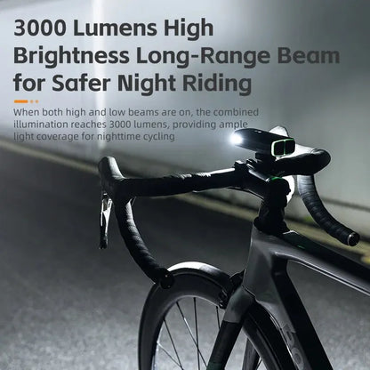 3000LM Bike Headlight 10000mAh Power Bank Black