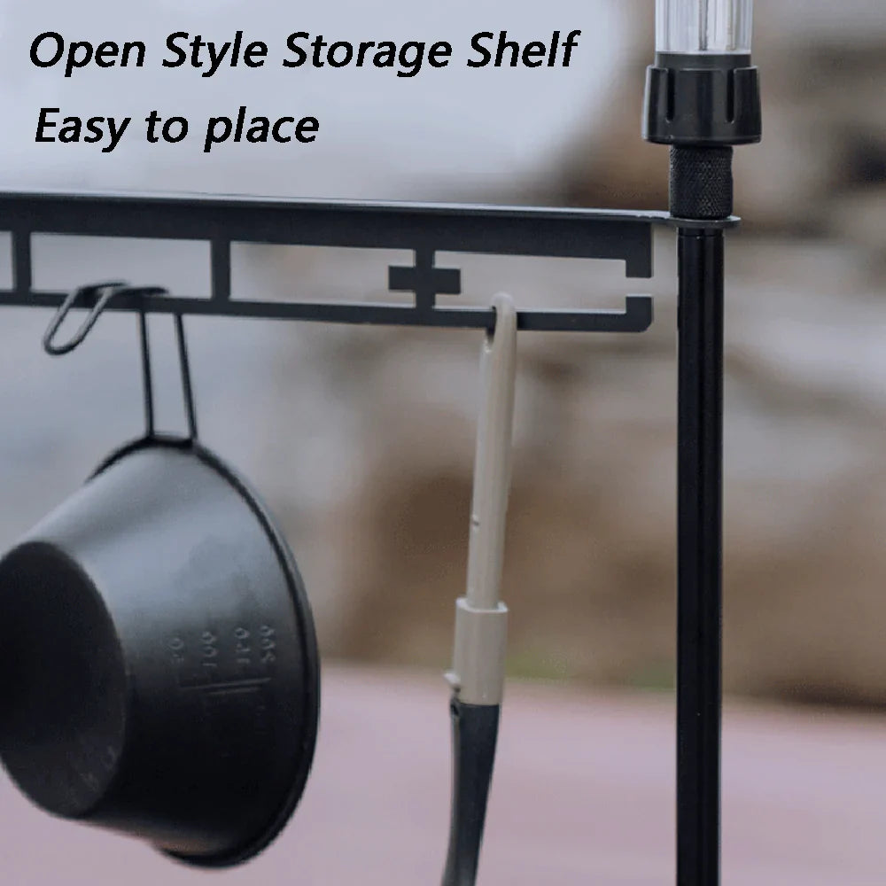 Camping Storage Detachable Organizer Rack Black