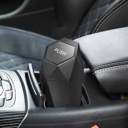 Portable Mini Car Trash Can–Waterproof Storage Bin with Lid Black