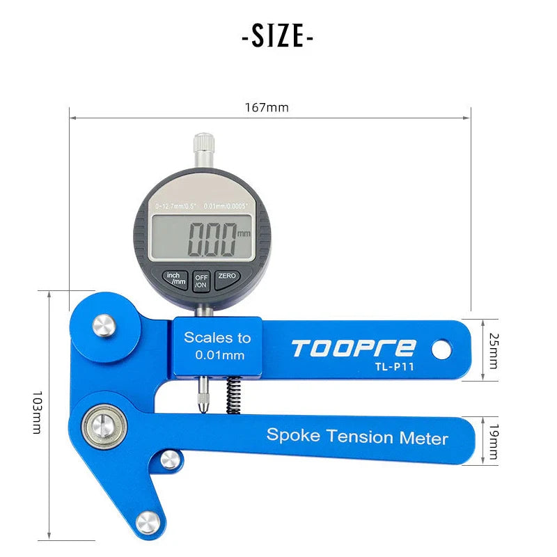 Digital Mechanical Bicycle Spoke Tensiometer Rim Alignment Blue