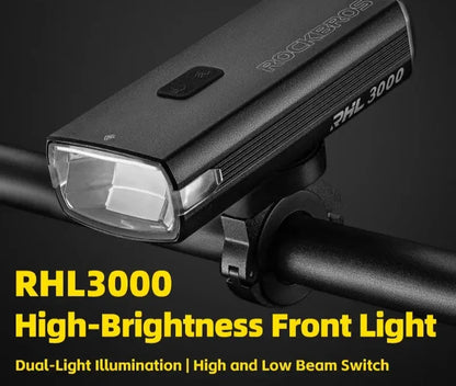 3000LM Bike Headlight 10000mAh Power Bank Black