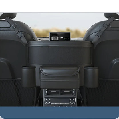 Universal Car Seat Middle Storage Bag–PU Leather Armrest Organizer Black