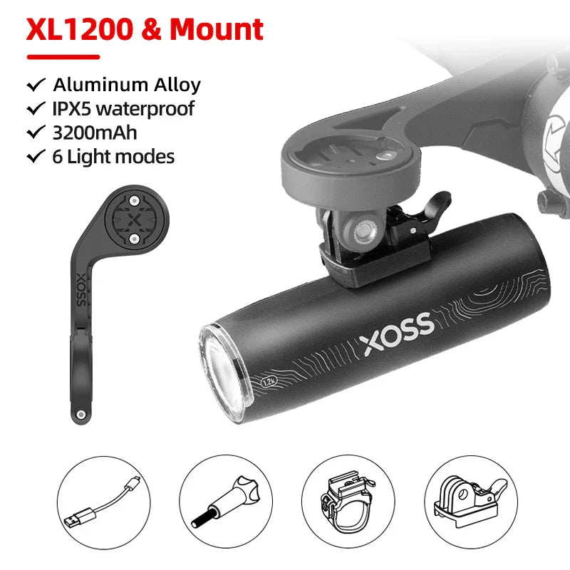 XL1200 Rechargeable Bike Headlight 1200 Lumens Black