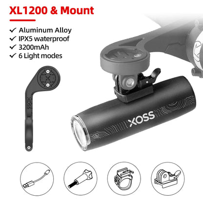 XL1200 Rechargeable Bike Headlight 1200 Lumens Black