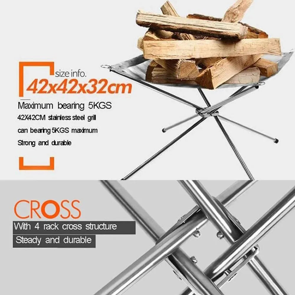 Foldable Stainless Steel Mesh Fire Pit Rack