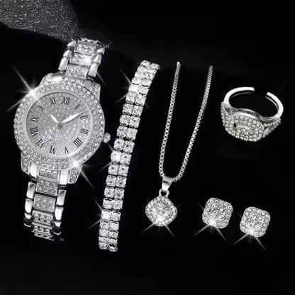 Roman Dial Women's Luxury Quartz Watch Set