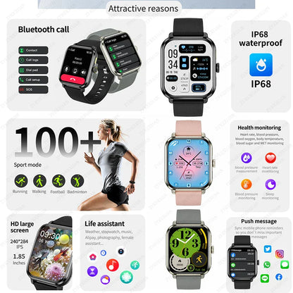 Smart Bluetooth Fitness Tracker Watch with Voice Assistant and Magnetic Charging