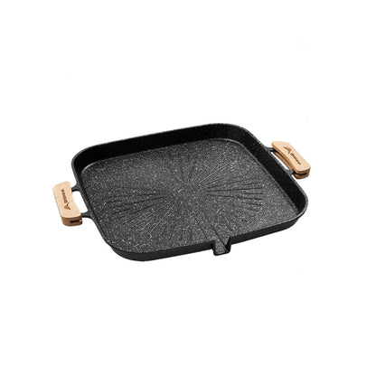 Square Camping BBQ Grill Pan Black