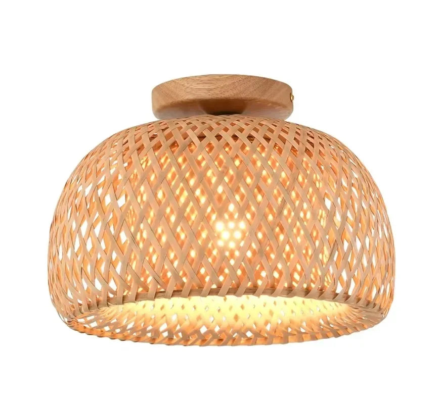 Handmade Boho Bamboo Wicker Ceiling Light Brown
