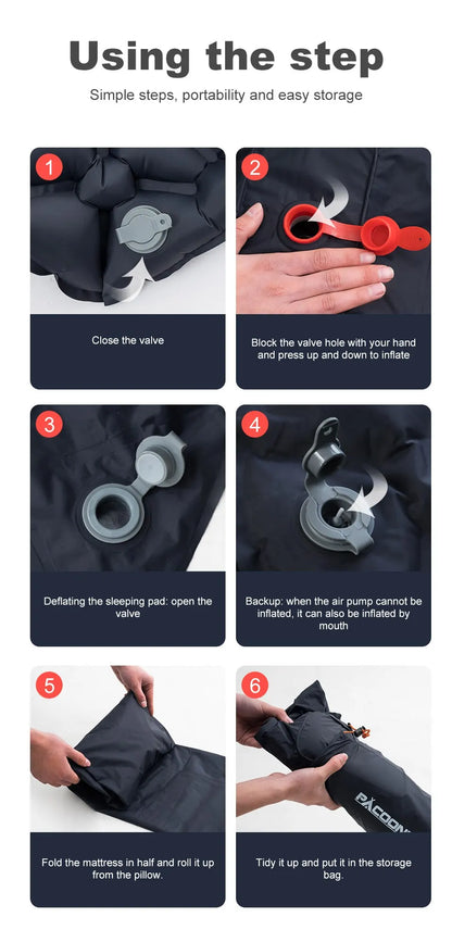 Ultralight Camping Inflatable Mattress with Built-In Pump and Pillows