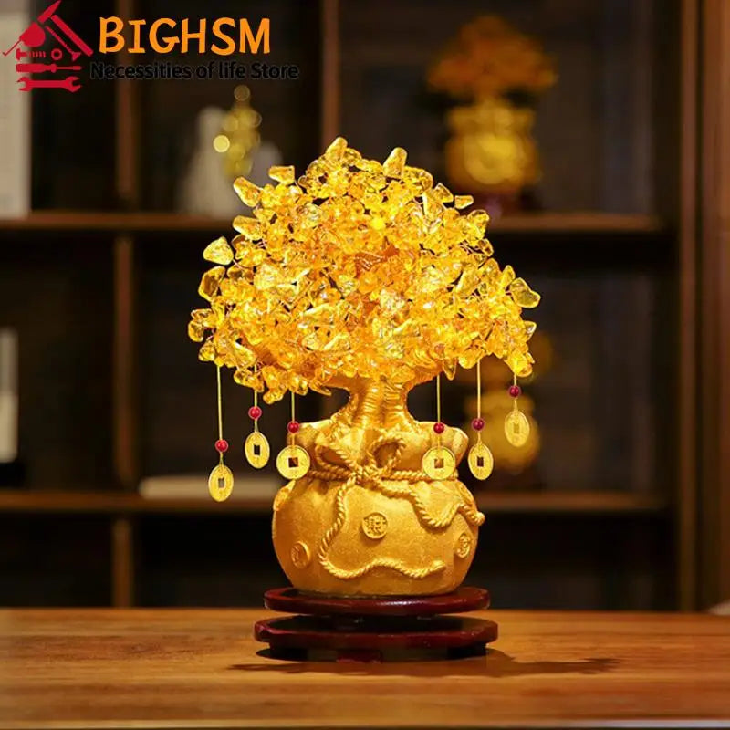 14cm Feng Shui Yellow Lucky Wealth Trees