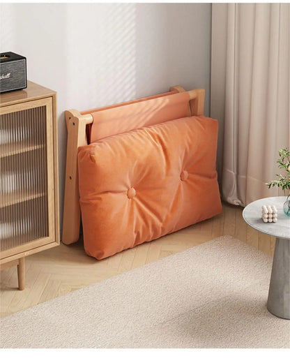 Foldable Beech Wooden Foot Stool with Soft Cushion - Orange