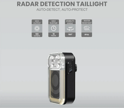 Radar Detection Bike Tail Light Vehicle Sensing Black