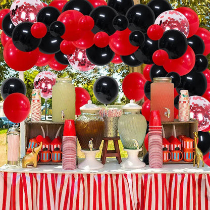 Vibrant Red and Black Balloon Garland Arch Kit with Confetti Balloons - Color: No. 6