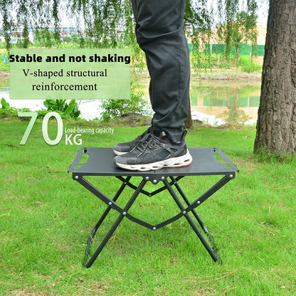 Foldable Hollowed Surface Camping Table Black