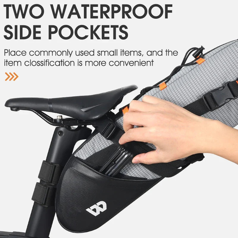 Waterproof 10L Reflective Bike Saddle Bag Gray