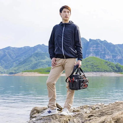 Waterproof Fishing Gear Shoulder Bag Camping Black