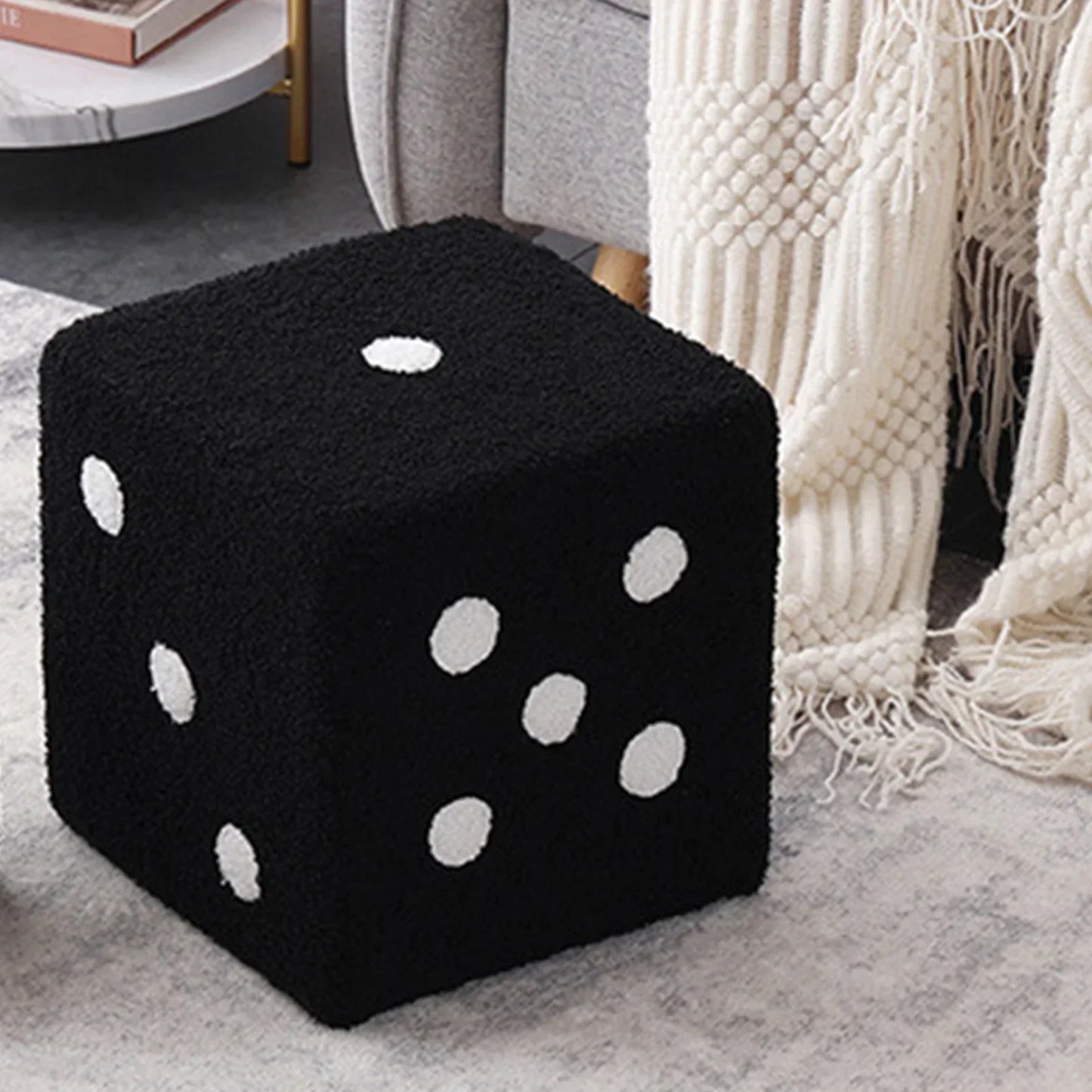 Home Comfort Dice Stool: Multipurpose Waterproof Footstool in Oversize Black