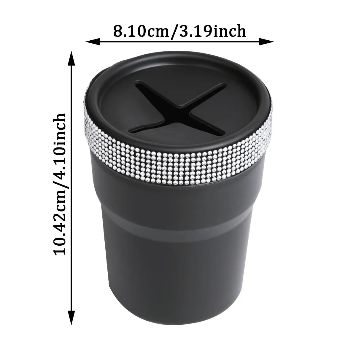 2Pcs Car Coin Storage Box Mini Imitation Diamond Can for Cup Holder Black