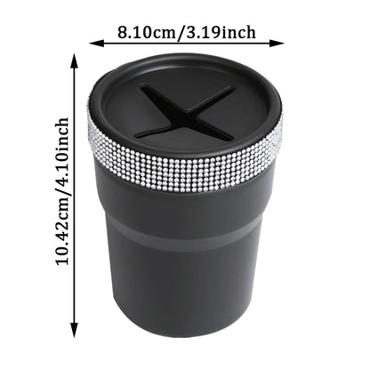2Pcs Car Coin Storage Box Mini Imitation Diamond Can for Cup Holder Black