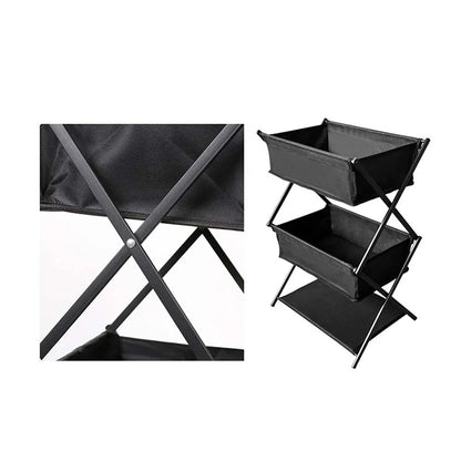 3-Tier Folding Camping Storage Rack Organizer Black