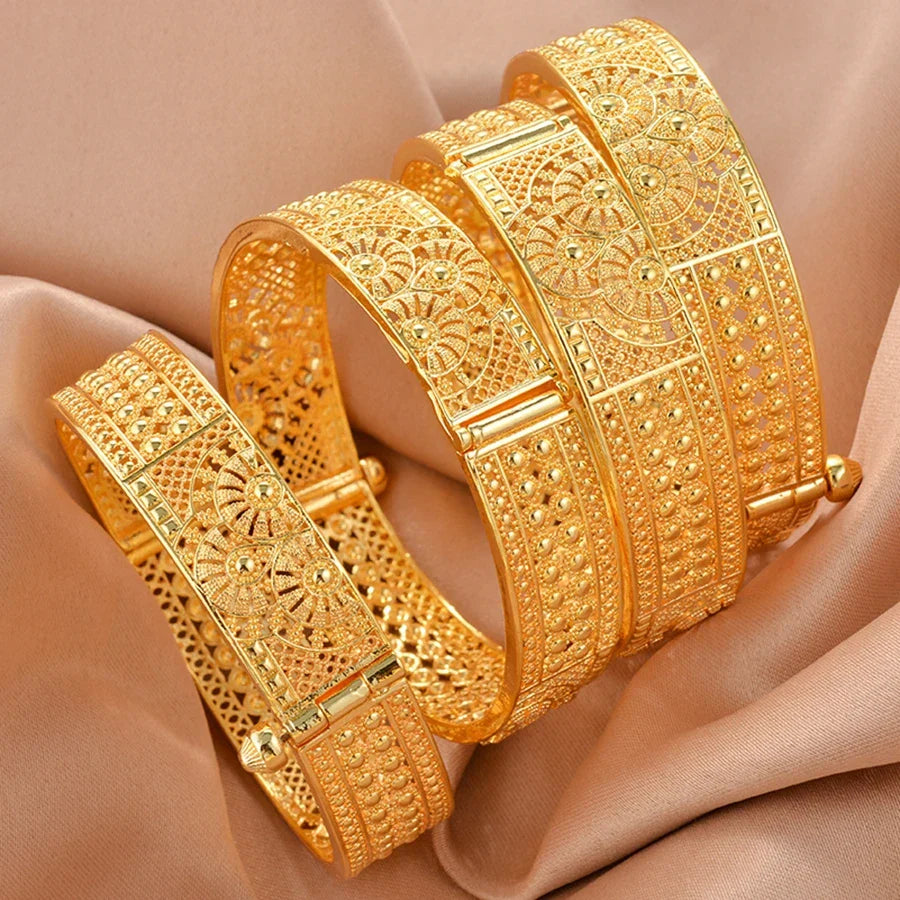 Ethiopian Gold Bangles Womens Wedding Jewelry Set