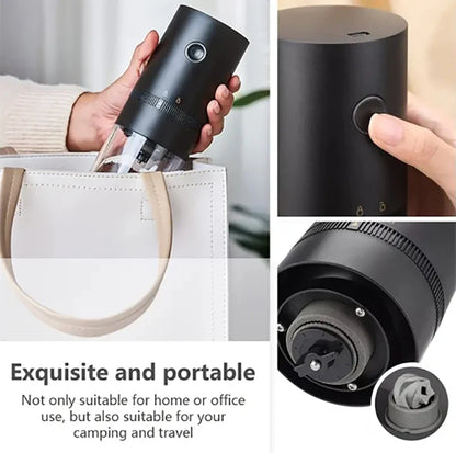 USB Rechargeable Burr Coffee Grinder Adjustable Precision Grinding Black