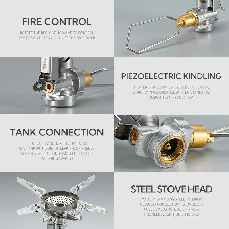 Mini Adjustable Camping Gas Stove Cookout Burner Silver