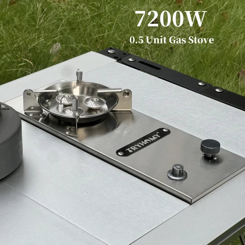 Camping Gas Stove High-Power Folding Stainless Steel Grill Burner Silver