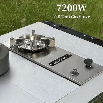 Camping Gas Stove High-Power Folding Stainless Steel Grill Burner Silver