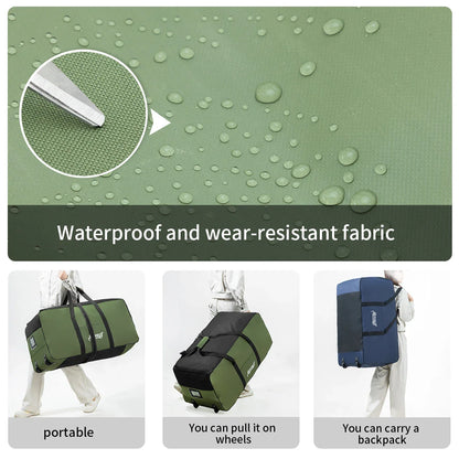 Wheeled Outdoor Travel Storage Bag Green
