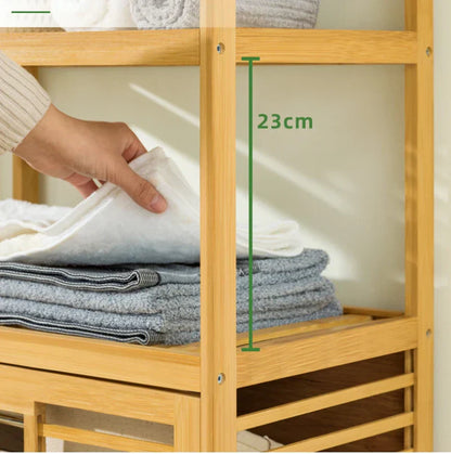 4-Tier Laundry Hamper with Tilt-Out Basket | Bathroom Storage Shelf Organizer