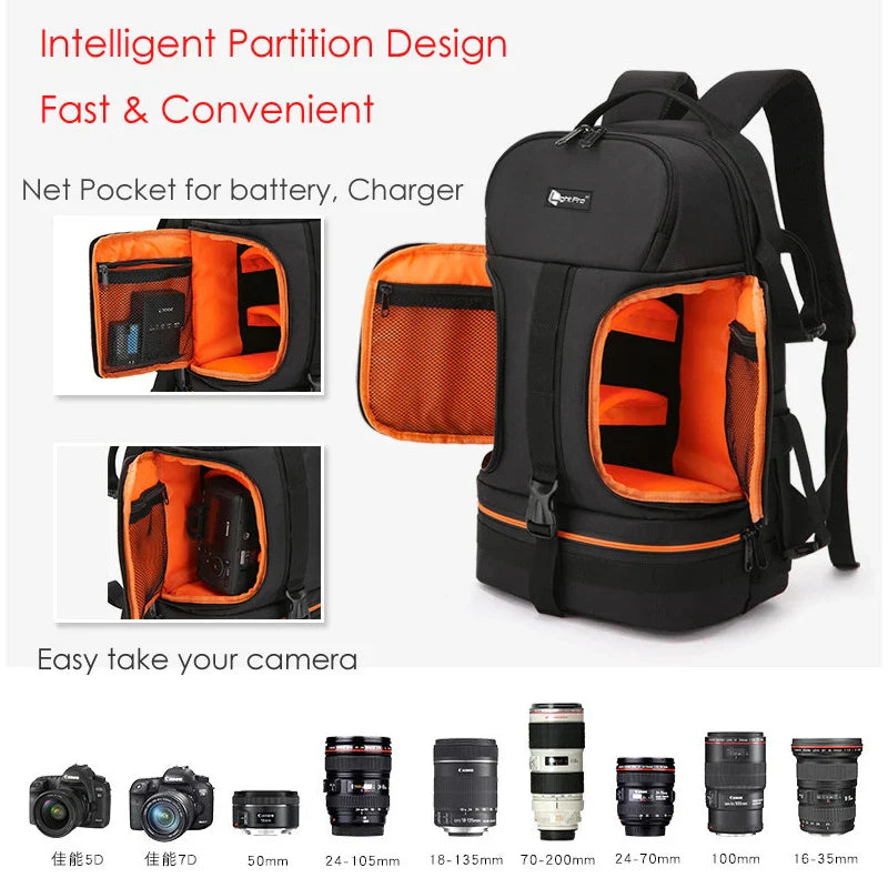 Camera Backpack Reflective StripeTripod Straps Orange