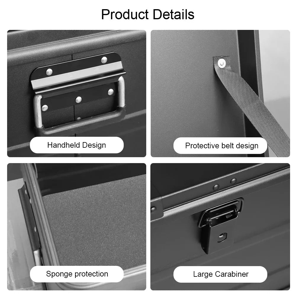 30L Aluminum Alloy Travel Storage Box Storage Case Black