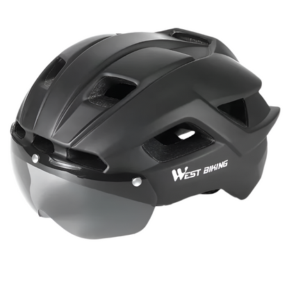 Ultralight Cycling Helmet with Magnetic Goggles LED Taillight Titanium