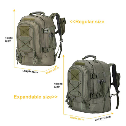 60L Expandable Tactical Backpack Molle Green