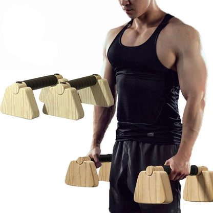 50cm Wooden Push-Up Bars Beech Wood Brown