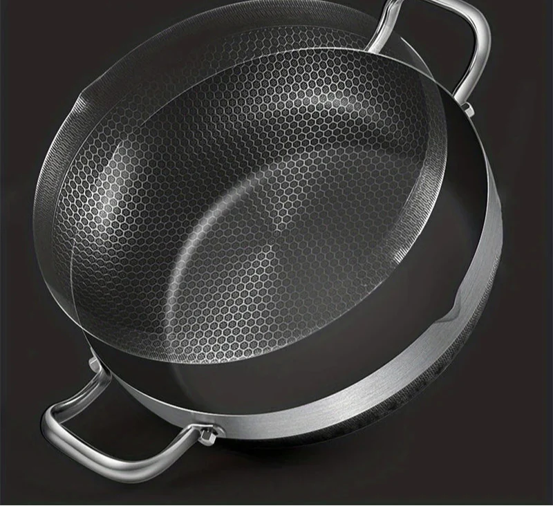 30cm Stainless Steel Non-Stick Frying Pan with Glass Lid Silver