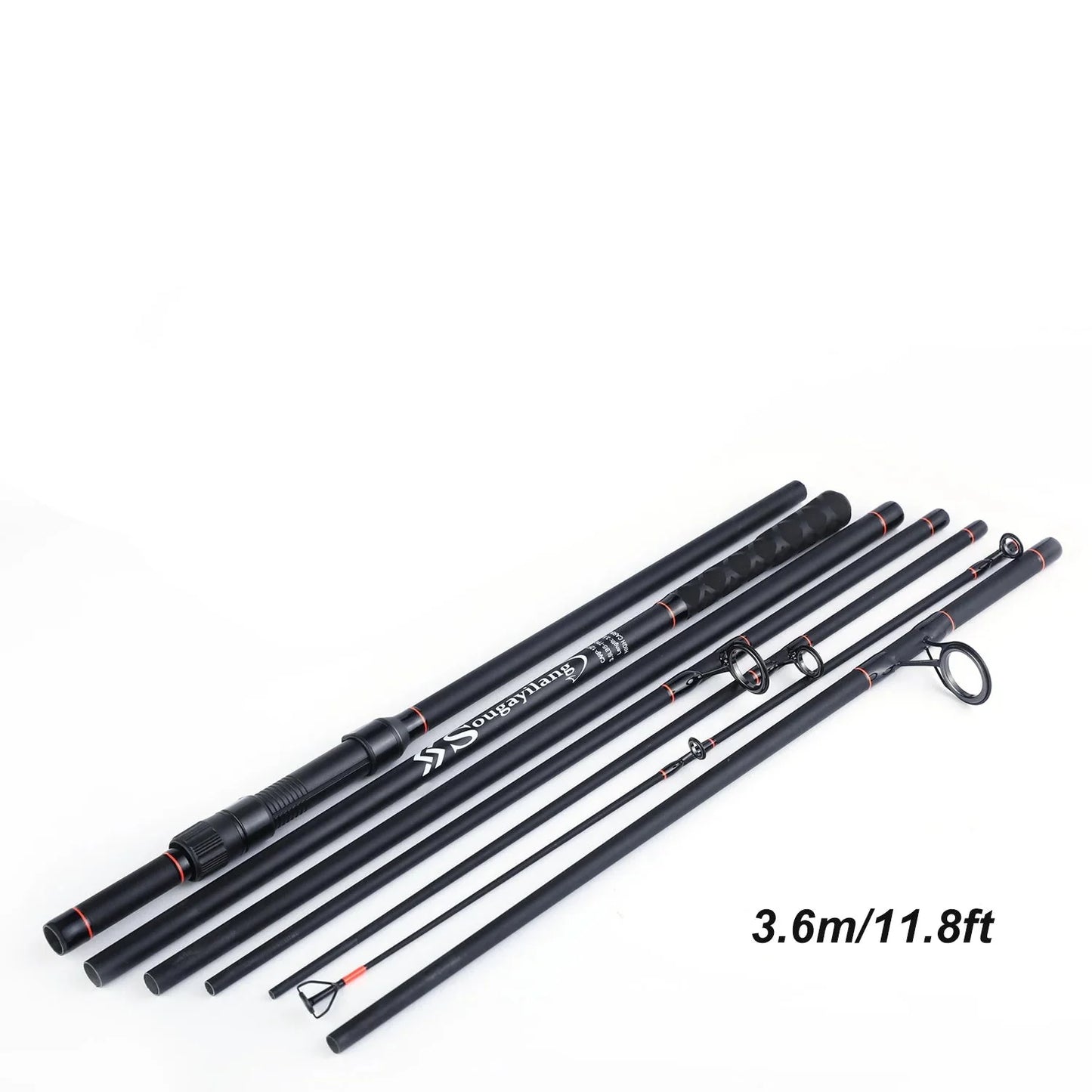 3.6M Portable Carbon Fiber Carp Spinning Rod Black