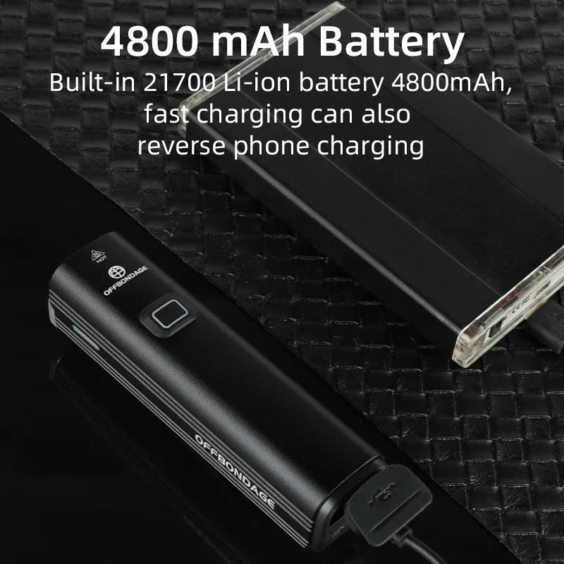 1000 Lumen USB Rechargeable Bike Front Light 4800mAh Black
