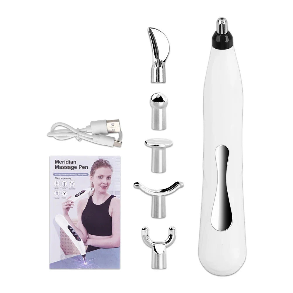 USB Rechargeable Laser Acupuncture Pen Meridian Energy Massager White