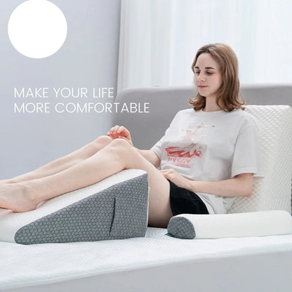 2-Piece Memory Foam Wedge Pillow Set Triangle Neck Support Dark Grey