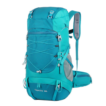 50L Hiking Backpack with Rain Cover Waterproof Rucksack Blue