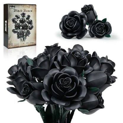 Black Rose Building Block Set Gothic Bouquet (12 PCS)