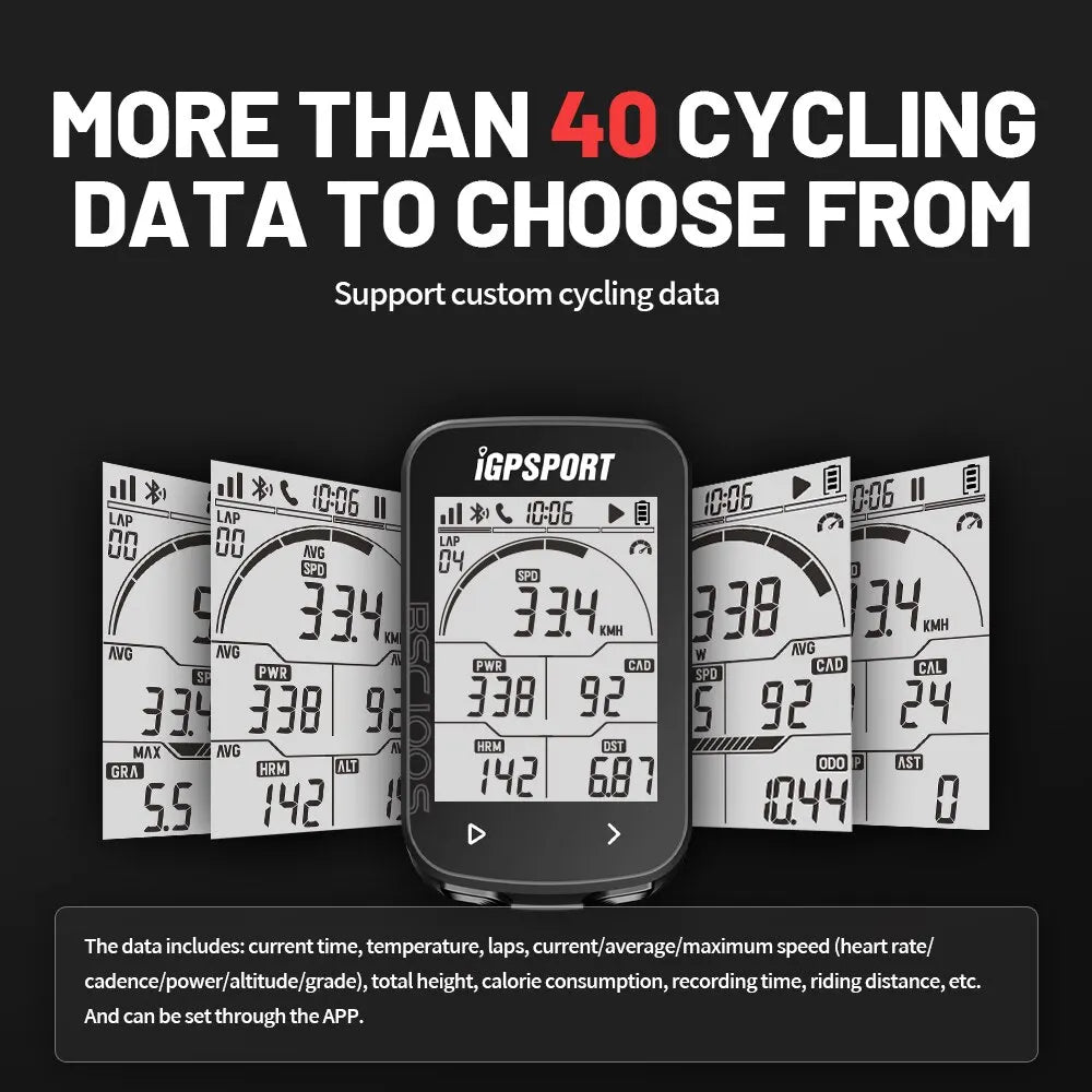 Wireless GPS Cycling Speedometer 40-Hour Battery Black