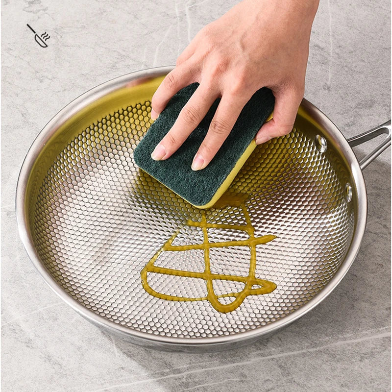 30cm 304 Stainless Steel Wok Frying Pan Nano Non-Stick Silver